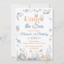 Invitation d'anniversaire 1 an Under the Sea Boy B