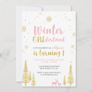 Invitation d'anniversaire 1 an Winter Onederland -