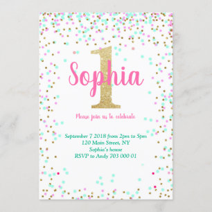 Invitation d'anniversaire 1er Invitation fille Con