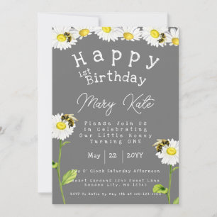 Invitation d'anniversaire 1ère année Abeilles et M