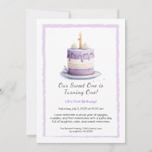 Invitation d'anniversaire 1ère année aquarelle ave