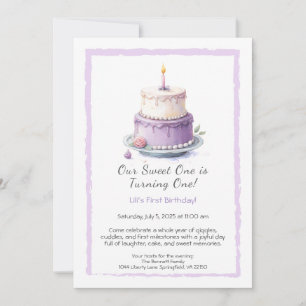 Invitation d'anniversaire 1ère année aquarelle ave