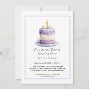 Invitation d'anniversaire 1ère année aquarelle ave