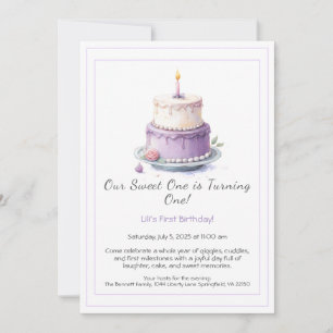 Invitation d'anniversaire 1ère année aquarelle ave
