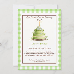 Invitation d'anniversaire 1ère année aquarelle - G