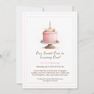 Invitation d'anniversaire 1ère année aquarelle - G