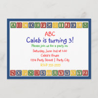 Invitation d'anniversaire 1ère année bébé ABC Alph