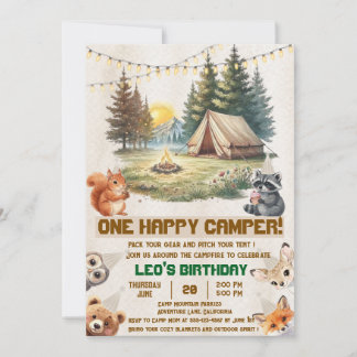 Invitation d'anniversaire 1ère année Camping Anima