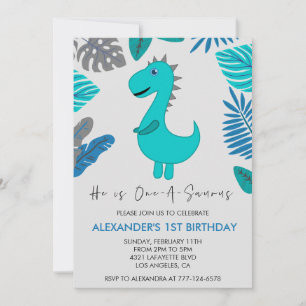 Invitation d'anniversaire 1ère année de dinosaure 