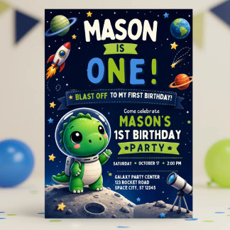 Invitation d'anniversaire 1ère année garçon dinosa