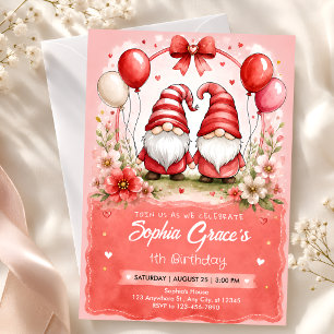 Invitation d'anniversaire 1ère année Gnome Rouge