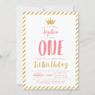 Invitation d'anniversaire 1ère année, Princesse en