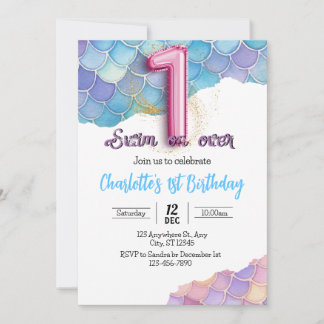 Invitation d'anniversaire 1ère année Sirène