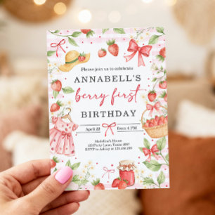 Invitation d'anniversaire 1ère fraise douce