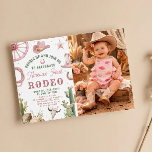 Invitation d'anniversaire 1ère pour les cow-girls 