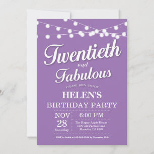 Invitation d'anniversaire 20 ans Violet Fabuleux