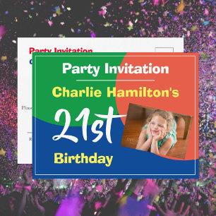 Invitation d'anniversaire 21 ans avec carte postal