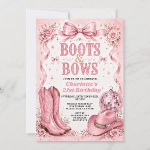 Invitation d'anniversaire 21 ans Boots & Bows