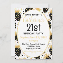 Invitation d'anniversaire 21 ans, fraise noire et