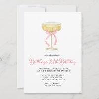 Invitation d'anniversaire 21 ans Gold & Pink Champ