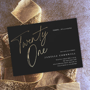 Invitation d'anniversaire 21 ans minimaliste noir