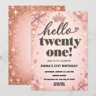 Invitation d'anniversaire 21 ans moderne rose gold