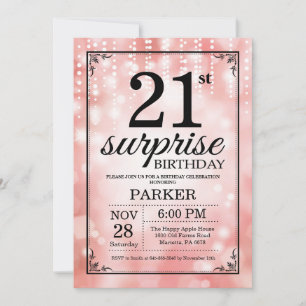 Invitation d'anniversaire 21 ans surprise paillett