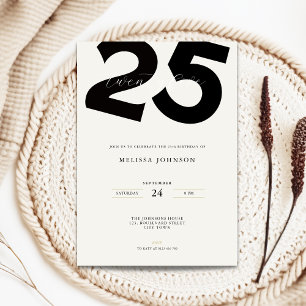 Invitation d'anniversaire 25 ans minimale - Typo g