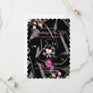 Invitation d'anniversaire 27 ans rose scintillant
