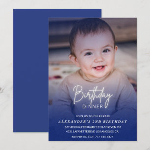 Invitation d'anniversaire 2 ans dîner photo garçon