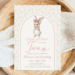 Invitation d'anniversaire 2 ans fille lapin Coquet