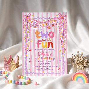 Invitation d'anniversaire 2 ans fille rose Deux Tr
