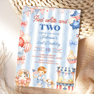 Invitation d'anniversaire 2 ans garçon rayures amé