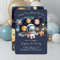 Invitation d'anniversaire 2 ans planètes espace ex