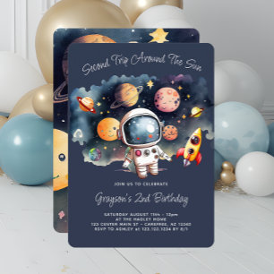 Invitation d'anniversaire 2 ans planètes espace ex