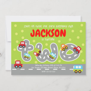 Invitation d'anniversaire 2 ans pour les voitures