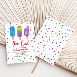Invitation d'anniversaire 2 ans Rainbow Ice Pops T