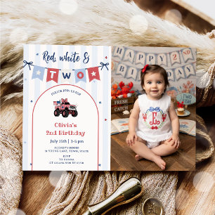 Invitation d'anniversaire 2 ans Rouge Blanc & Bleu