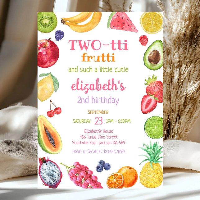 Invitation d'anniversaire 2 ans Two-tti Frutti Fru (Créateur téléchargé)