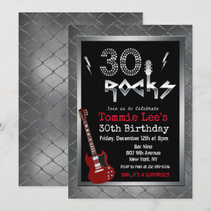 Invitation d'anniversaire 30 ans 30 Rocks Rockstar