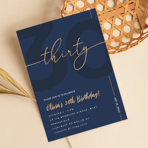 Invitation d'anniversaire 30 ans Bleu Nuit et Or M