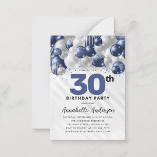 Invitation d'anniversaire 30 ans Bulle Bleue Argen