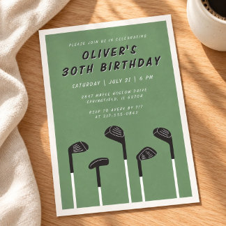 Invitation d'anniversaire 30 ans de golf minimalis