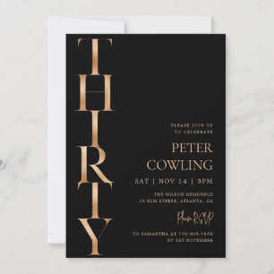 Invitation d'anniversaire 30 ans en typographie no
