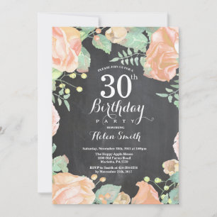 Invitation d'anniversaire 30 ans Fleur de Pêche Bo
