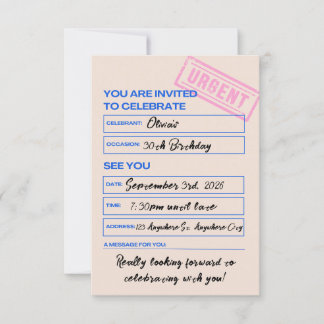 Invitation d'anniversaire 30 ans moderne et tendan