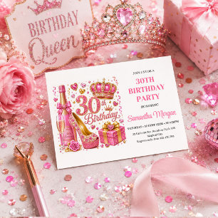 Invitation d'anniversaire 30 ans Rose Gold Paillet