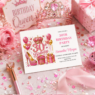 Invitation d'anniversaire 30 ans Rose Gold Pink Sp
