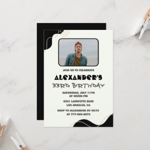Invitation d'anniversaire 33 ans Hommes Noir Simpl