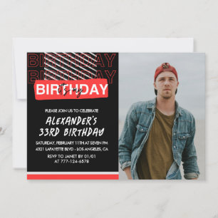 Invitation d'anniversaire 33 ans Hommes Photo Part